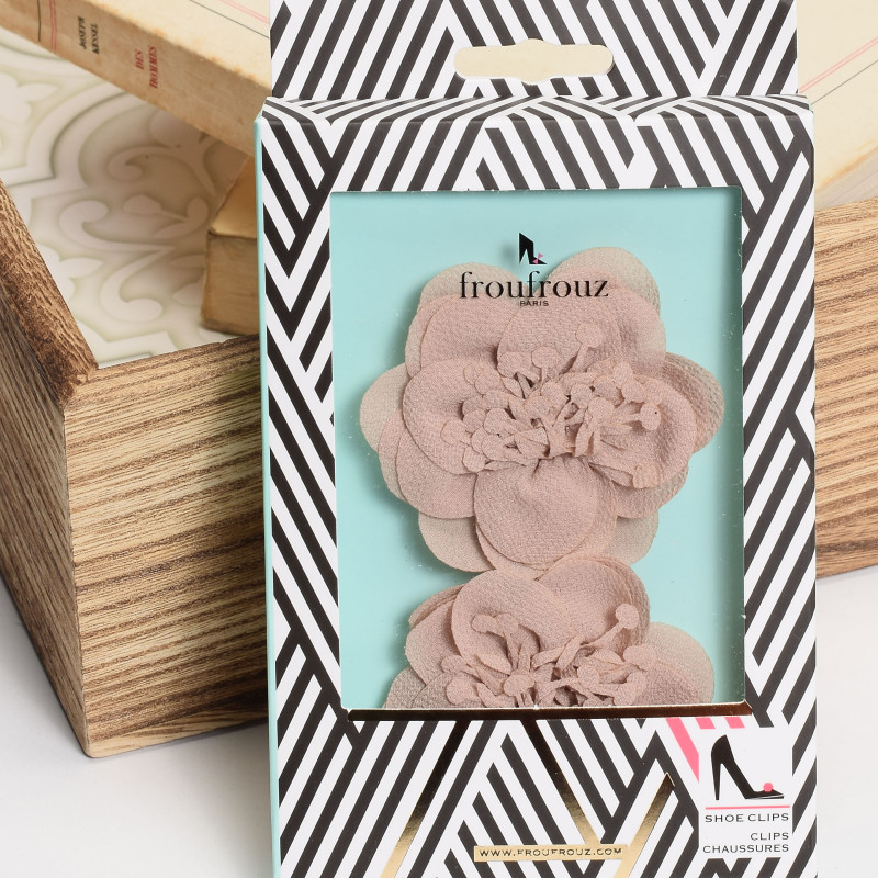 CLIPS MAHELIA Beige, Bijoux de chaussures Froufrouz
