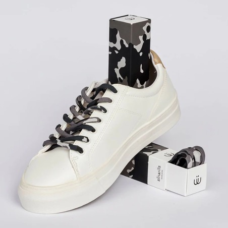 LACETS SAVAGE Noir Gris, Lacets Sliwils