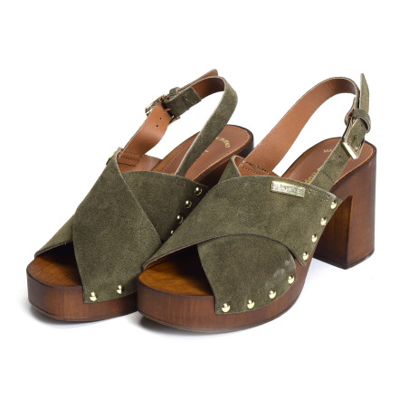 TESSY Kaki, Nu-Pieds à talon Les Tropéziennes