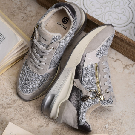 VISION Beige Gris, Baskets running Fugitive