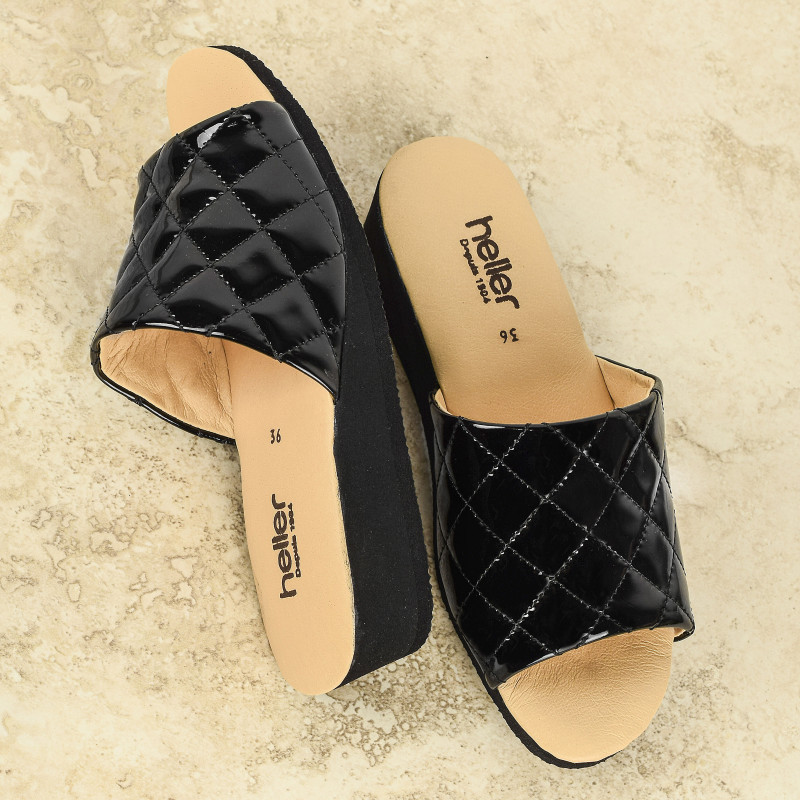 YARUS Verni Noir, Mules Heller