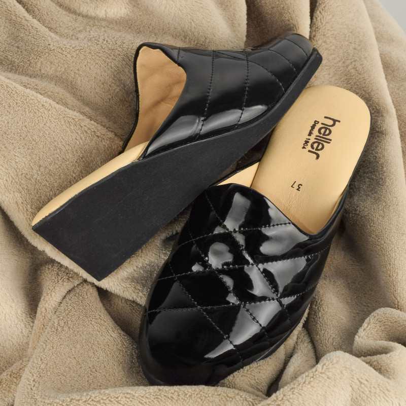 MORANDINI Verni Noir, Mules Heller MORANDINI Verni Noir, Mules Heller