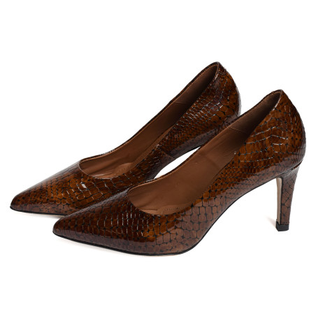 1850 Verni Marron, Escarpins à bout pointu Zoï