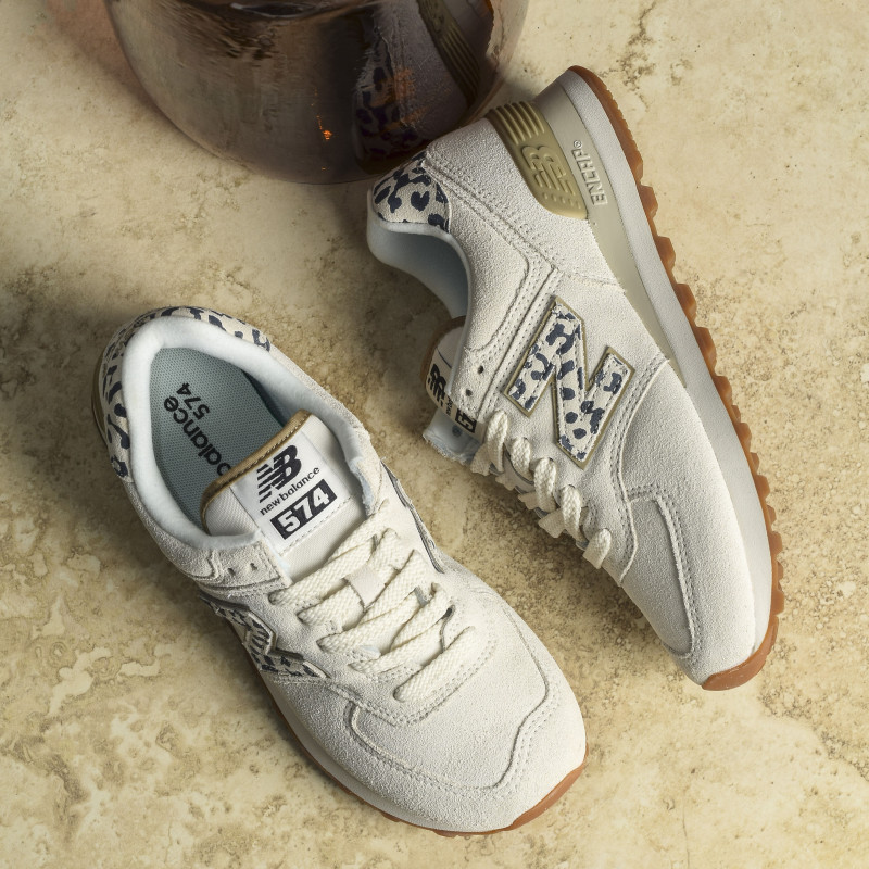 WL574 Blanc Léopard, Sneakers basses New Balance