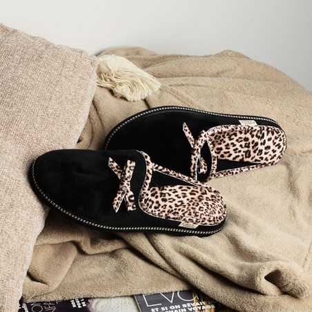 6812 Noir Léopard, Mules La Maison de l'Espadrille