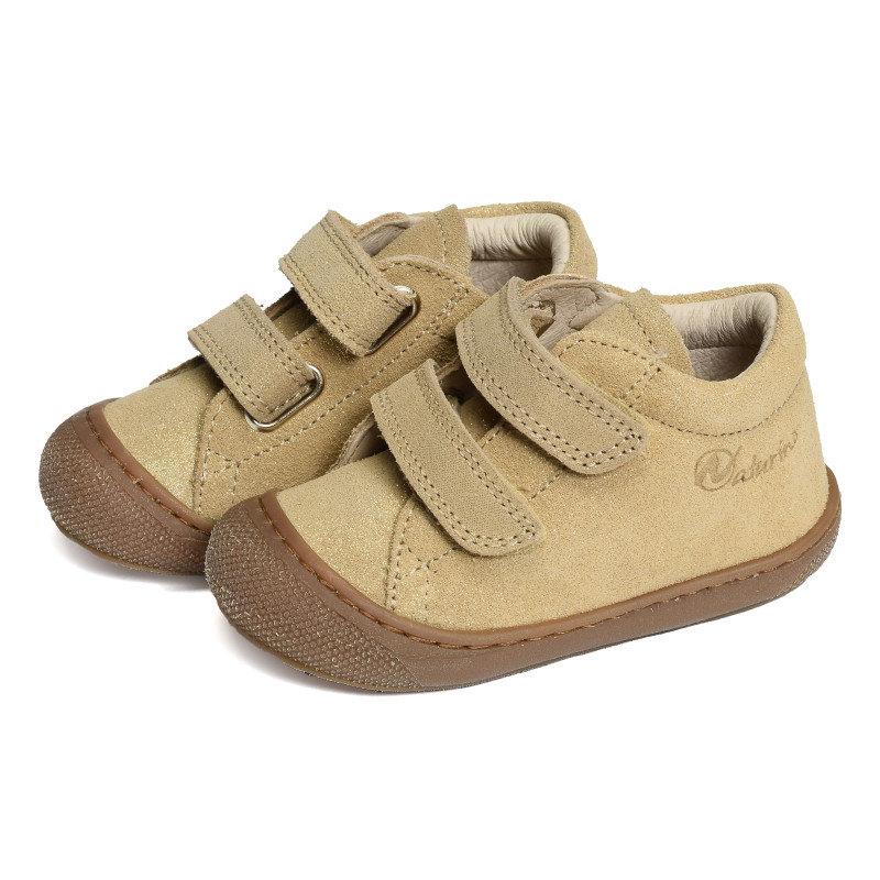 COCOON GIRL VELCRO VELOURS Or, Chaussures à Scratch Naturino