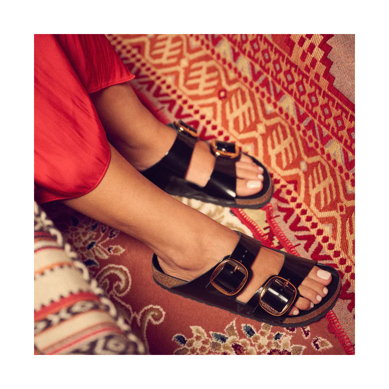 ARIZONA BIG BUCKLE Verni Noir, Mules Birkenstock