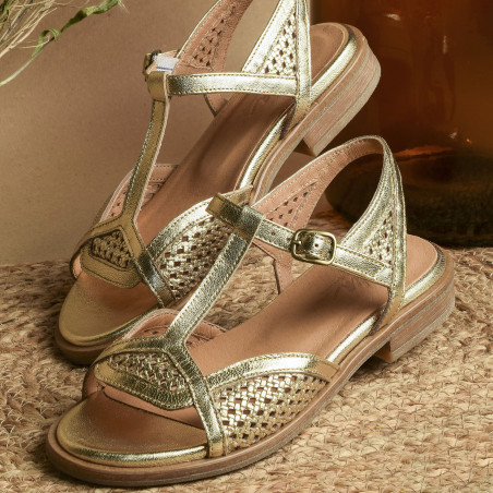 IDALIA Or, Sandales plates Minka