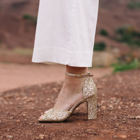 KELLY Or, Nu-Pieds à talon Maison Toufet