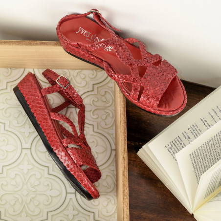 BOUNTY Rouge, Sandales compensées Yves Desfarge