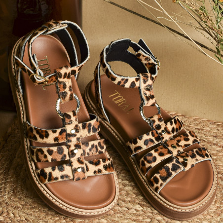 NAXOS Léopard, Sandales plates Toral