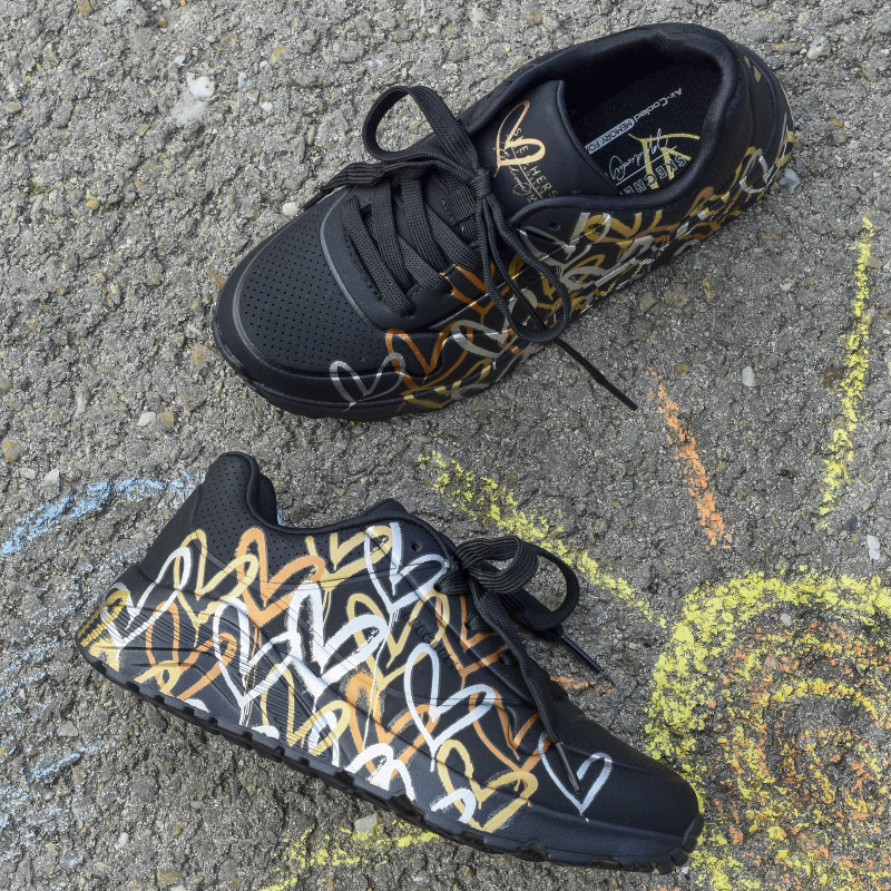 UNO LITE METALLIC LOVE Noir, Sneakers basses Skechers