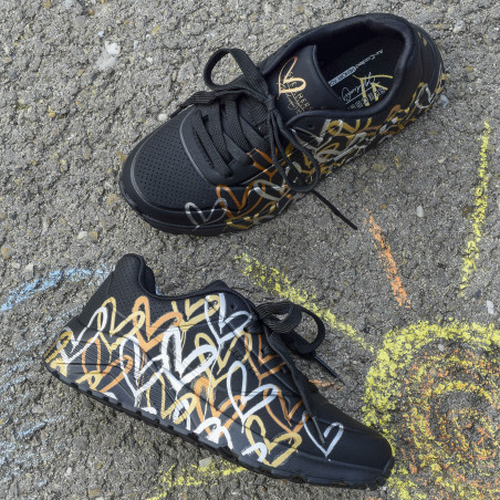 UNO LITE METALLIC LOVE Noir, Sneakers basses Skechers