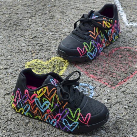 UNO LITE SPREAD THE LOVE Noir, Sneakers basses Skechers