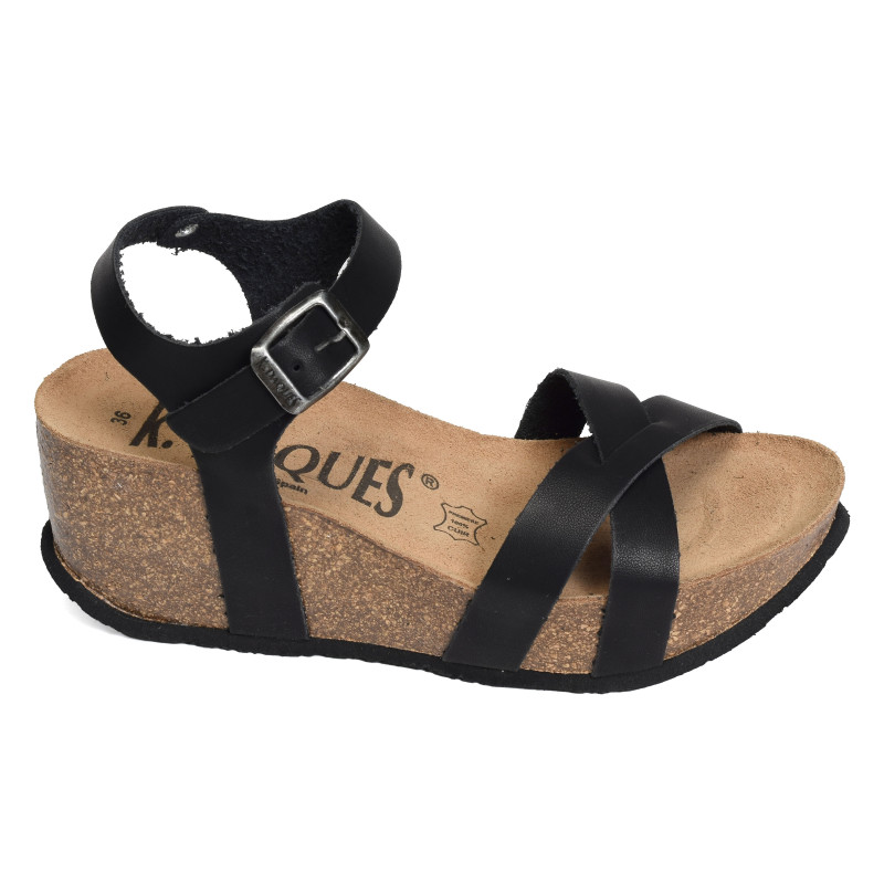 CASTELL Noir, Sandales compensées K.Daques