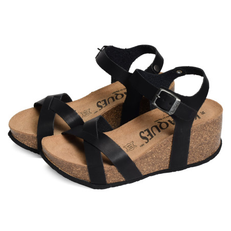 CASTELL Noir, Sandales compensées K.Daques