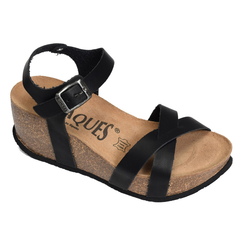 CASTELL Noir, Sandales compensées K.Daques