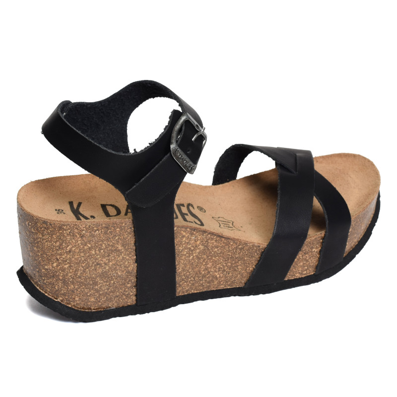 CASTELL Noir, Sandales compensées K.Daques