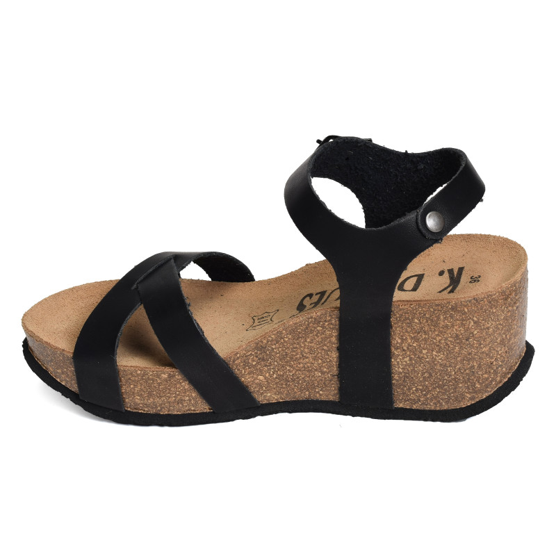 CASTELL Noir, Sandales compensées K.Daques