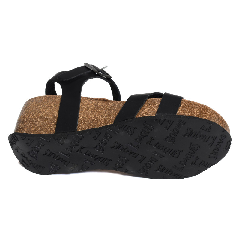 CASTELL Noir, Sandales compensées K.Daques