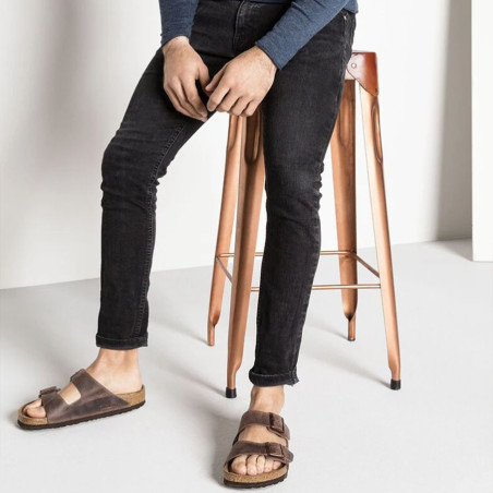 ARIZONA CUIR Marron, Mules Birkenstock