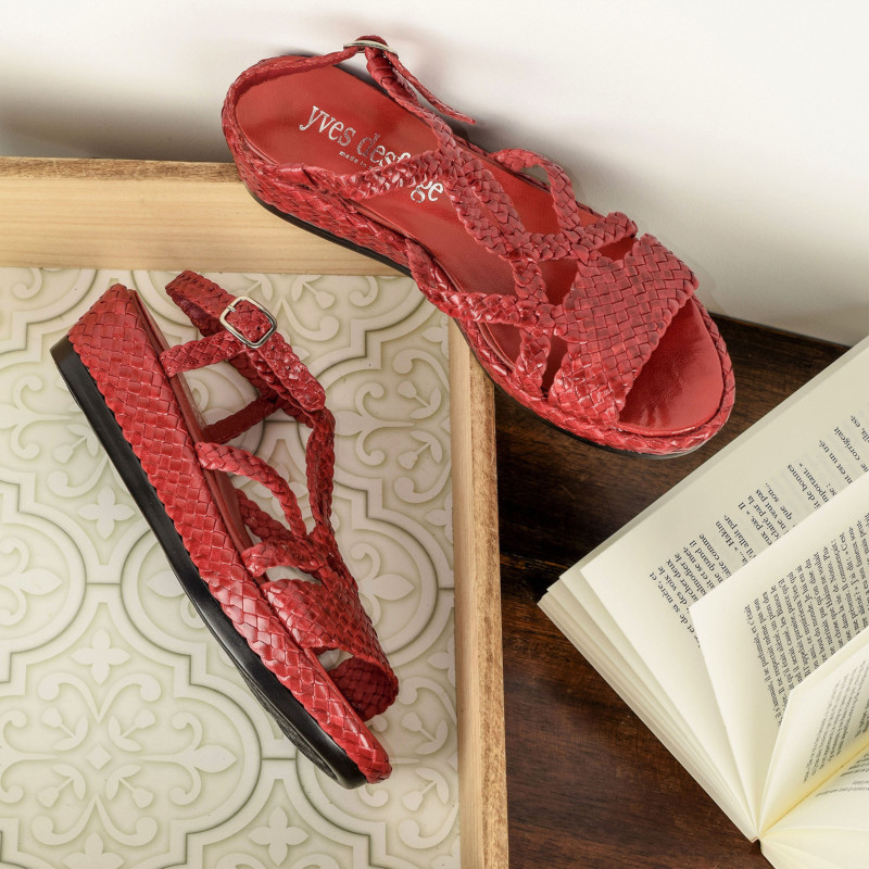 BOUNTY Rouge, Sandales compensées Yves Desfarge