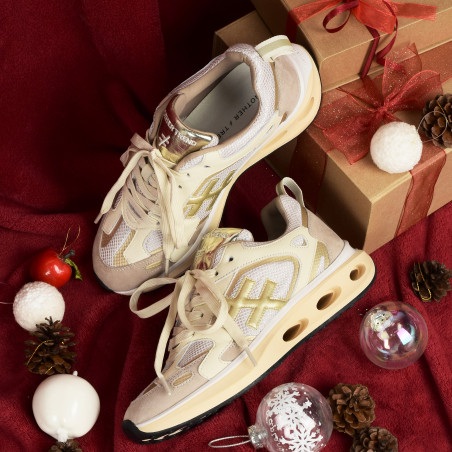 X TRAINER A040 Beige Platine, Baskets running Another Trend