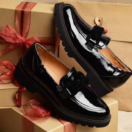 CYCLUZ Verni Noir, Mocassins Fugitive