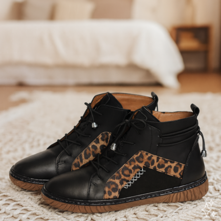 MISAR Noir Léopard, Bottillons Madory