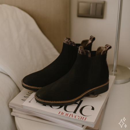 GENOI Noir Léopard, Chelsea boots Fugitive