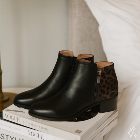 RACINE Noir Léopard, Bottines Fugitive