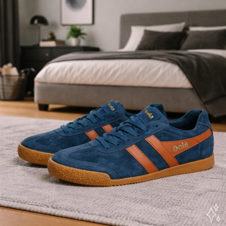 HARRIER SUEDE TRAINERS Bleu Orange, Sneakers basses Gola