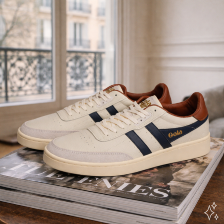 CONTACT LEATHER Blanc Marine, Sneakers basses Gola