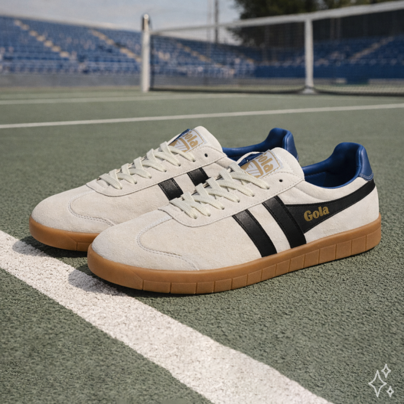 HURRICANE SUEDE TRAINERS Blanc Noir, Sneakers basses Gola