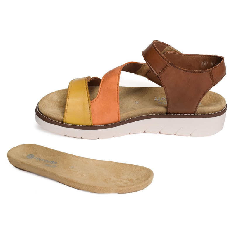 D2050 Marron Orange, Sandales plates Remonte