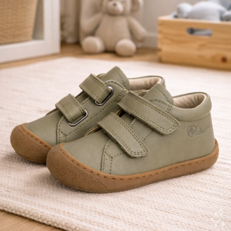 COCOON VELCRO BOY CLASSIC Olive, Chaussures à Scratch Naturino