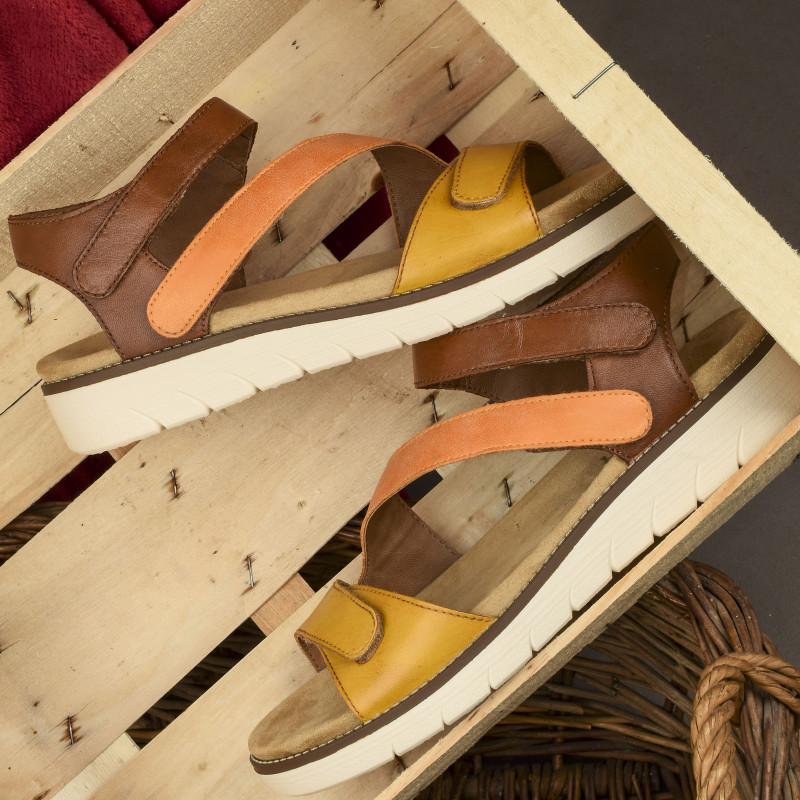 D2050 Marron Orange, Sandales plates Remonte