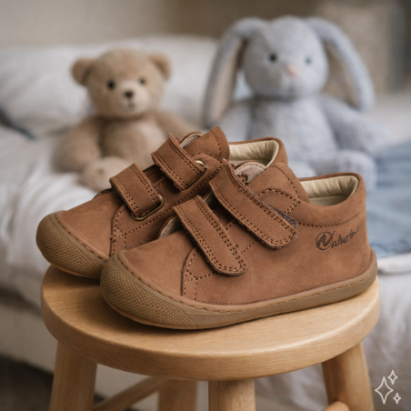 COCOON VELCRO BOY NUBUCK Marron, Chaussures à Scratch Naturino