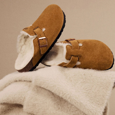 BOSTON SHEARLING W Camel, Sabots Birkenstock