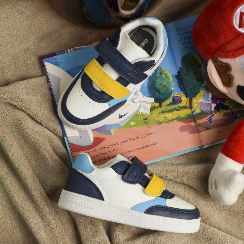 B ECLYPER A BOY Bleu Blanc, Chaussures à Scratch Geox