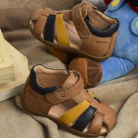 B SANDAL MACCHIA BA Cognac, Sandales plates & Nu-Pieds Geox