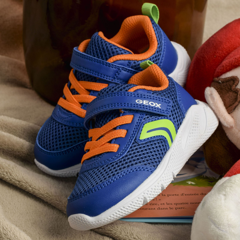 B SPRINTYE BC Bleu Orange, Baskets running Geox