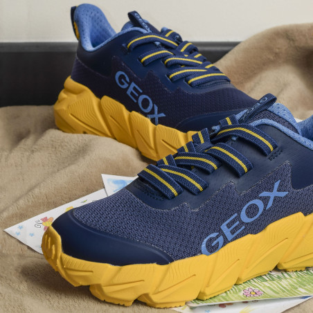 J FLEXYPER FAST A Bleu Jaune, Baskets running Geox