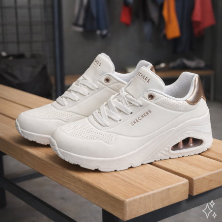 UNO WEDGE HI STEPS Blanc, Baskets running Skechers