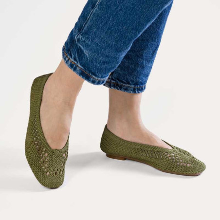 HANABA Kaki, Ballerines Reqins