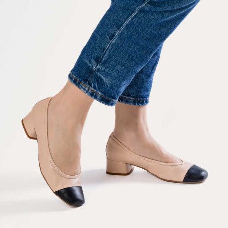 KANA Beige Noir, Ballerines Reqins