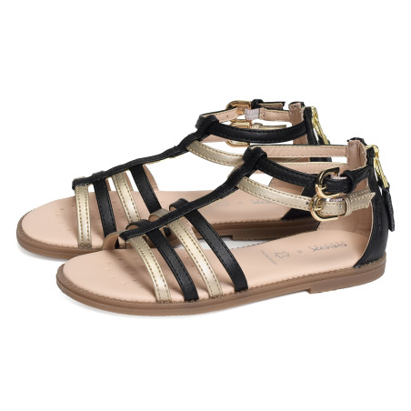 J S KARLY GD Noir Or, Sandales plates & Nu-Pieds Geox