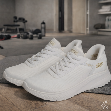 BOBS SQUAD CHAOS CURRENT MU Blanc, Slip-On Skechers