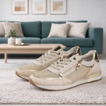 23713 Beige Or, Baskets running Marco Tozzi