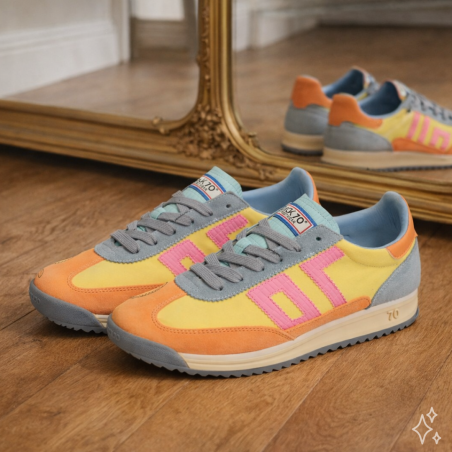 JOGGER MULTI SUEDE Orange Multicolore, Baskets running Back 70